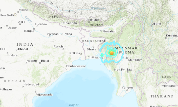 A 6.1-magnitude earthquake hit the Burma-India border area. (USGS/Screenshot via   Pezou)