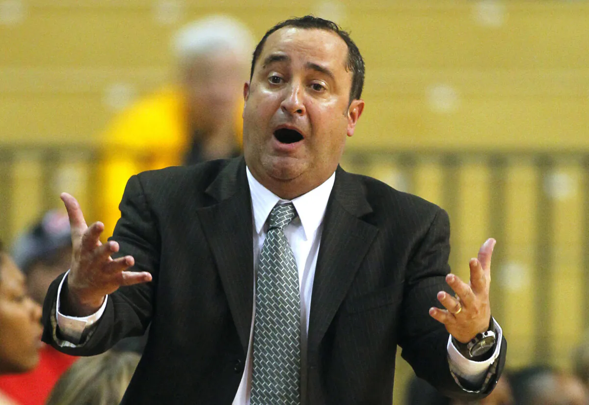 Head coach Jose Fernandez of the South Florida Bulls at the Louis Brown Athletic Center in Piscataway, N.J., on Feb. 26, 2013. (Rich Schultz /Getty Images)