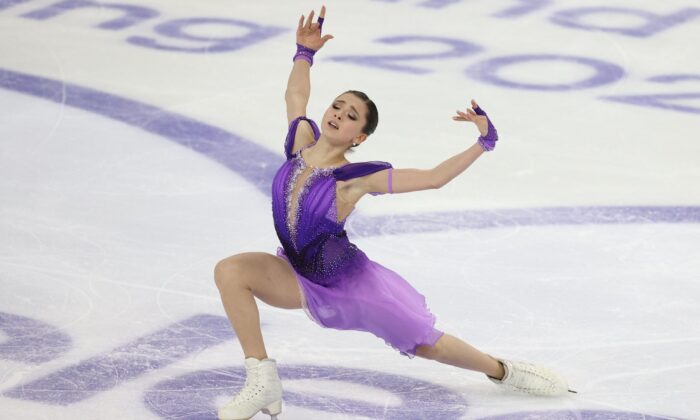 Russia's Kamila Valieva competes in the women's short program during the Rostelecom Cup 2021 ISU Grand Prix of Figure Skating in Sochi, Russia, on Nov. 26, 2021. (Dimitar Dilkoff/AFP via Getty Images)