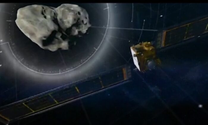 Double asteroid redirection test (DART) mission promo. (NASA/Johns Hopkins APL via AP/Screenshot via The Epoch Times)
