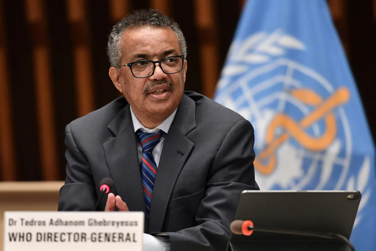 World Health Organization Director-General Tedros Adhanom Ghebreyesus attends a press conference at the WHO headquarters in Geneva, on July 3, 2020. (Fabrice Coffrini/Pool/AFP via Getty Images)