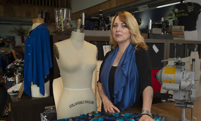 Lisa Drader-Murphy, a fashion designer and entrepreneur, at her studio in Falmouth, N.S., on May 31, 2021. Drader-Murphy, like many self-employed Canadians and small business owners, is facing financial hurdles as the economy reopens. (THE CANADIAN PRESS/Andrew Vaughan)
