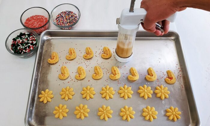 Spritz cookies are a popular butter cookie throughout Scandinavia.  soft dough can be pushed through a cookie press to create a variety of festive shapes. (Sarah Nasello)