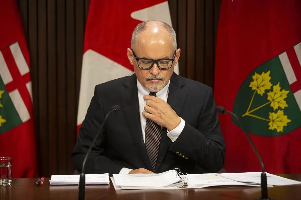 Dr. Kieran Moore, Ontario's Chief Medical Officer attends a media briefing in Toronto, November 29, 2021. (The Canadian Press/Chris Young)