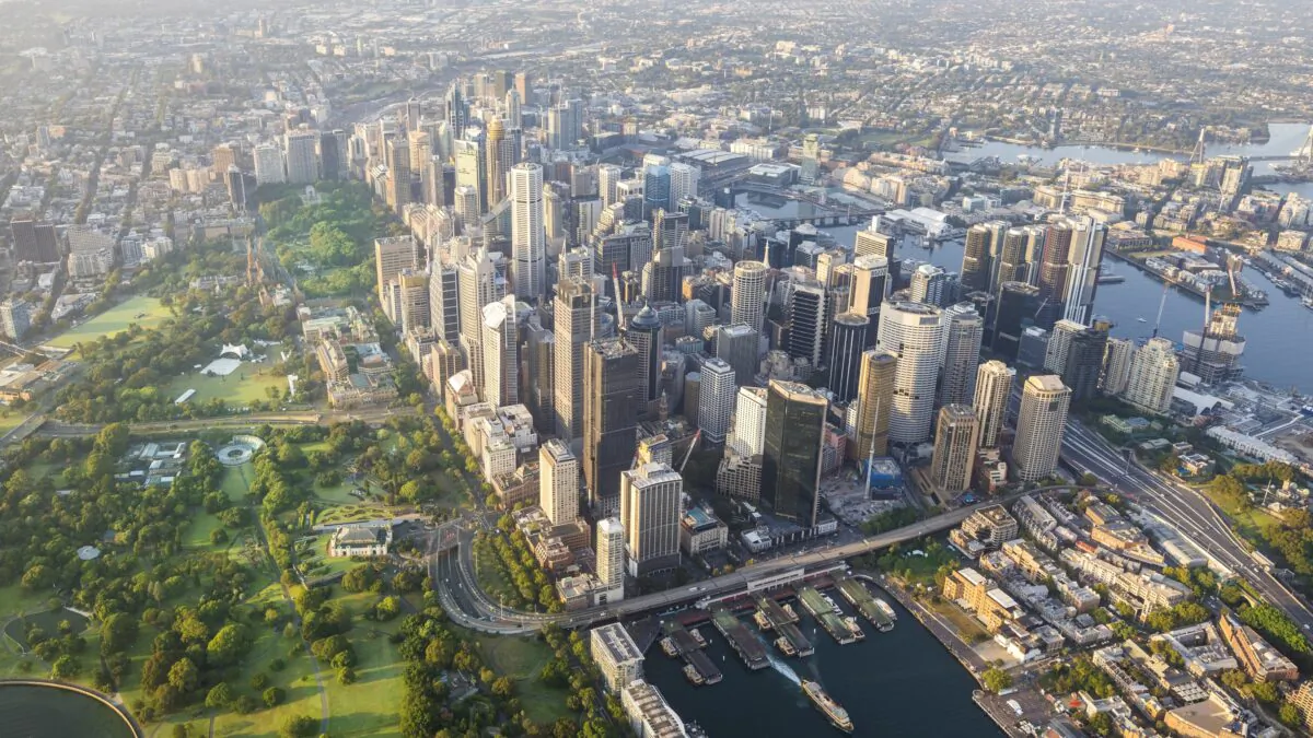 Aerial view of Sydney's central business district. (jamenpercy/Adobe Stock)