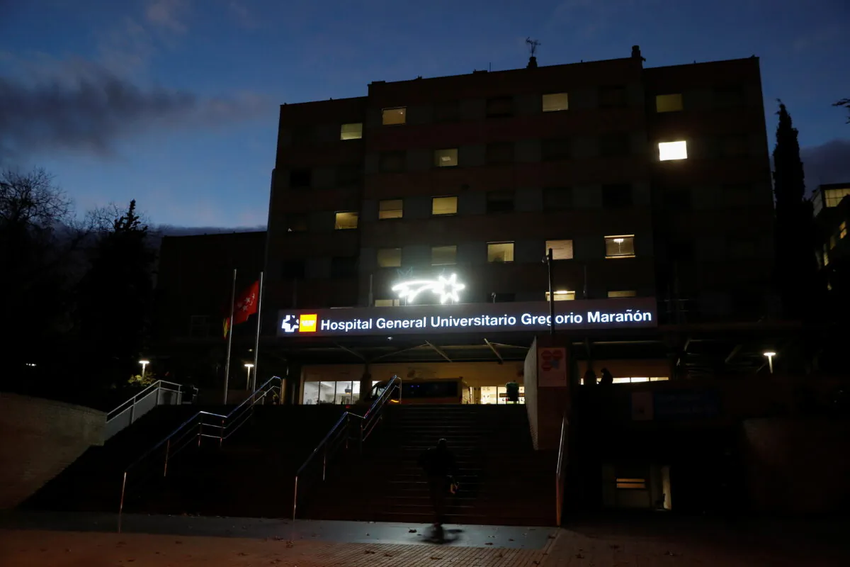 General view of Gregorio Maranon hospital, where its microbiology unit has detected Spain’s first case of the Omicron variant in Madrid, Spain on Nov. 29, 2021. (Susana Vera/Reuters)