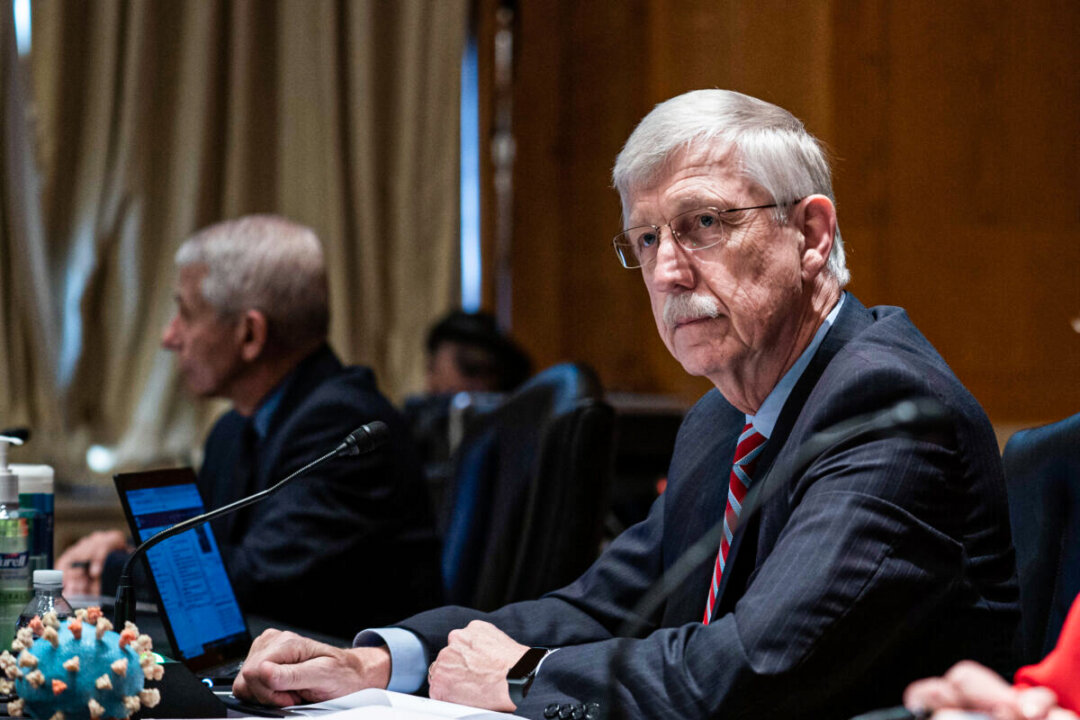 Then-NIH Director Dr. Francis Collins listens during a Senate Appropriations Labor, Health and Human Services Subcommittee hearing looking into the budget estimates for National Institute of Health (NIH) and state of medical research on Capitol Hill in Washington on May 26, 2021. (Sarah Silbiger/Pool/Getty Images)