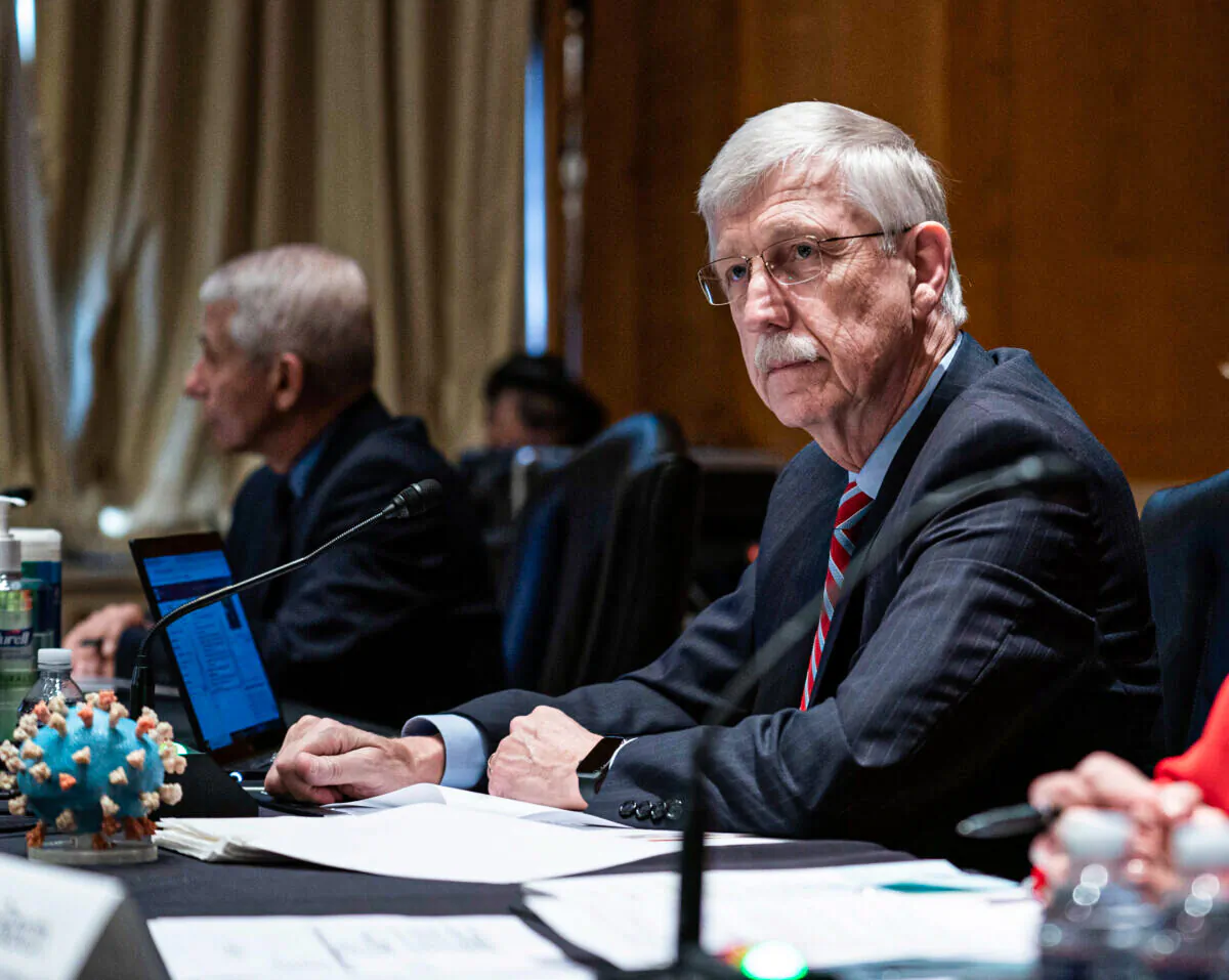 Then-NIH Director Dr. Francis Collins listens during a Senate Appropriations Labor, Health and Human Services Subcommittee hearing looking into the budget estimates for National Institute of Health (NIH) and state of medical research on Capitol Hill in Washington on May 26, 2021. (Sarah Silbiger/Pool/Getty Images)