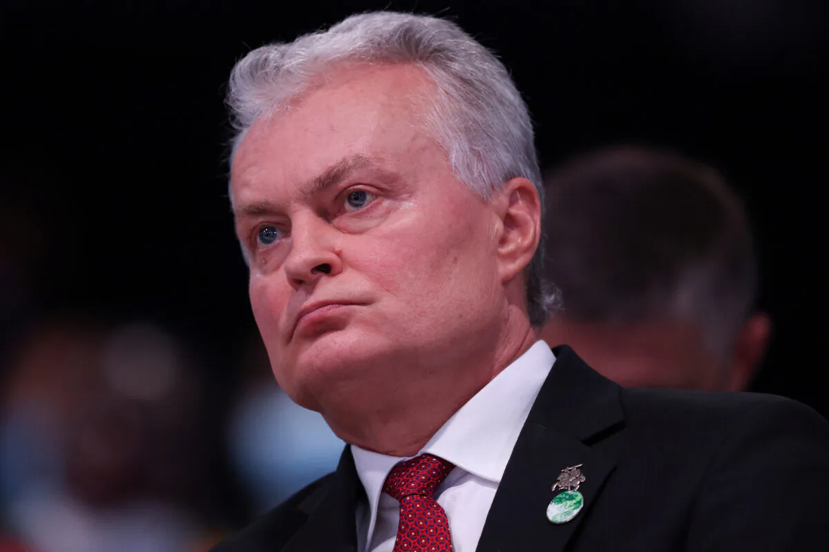 Lithuania's President Gitanas Nauseda listens to national statements during day three of COP26 at SECC on November 2, 2021 in Glasgow, United Kingdom. (Adrian Dennis - Pool/Getty Images)