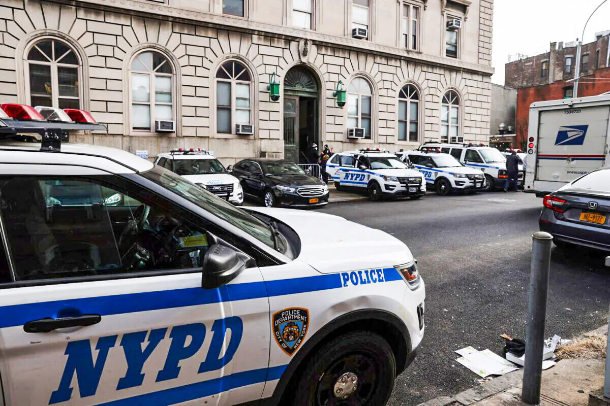 New York police cars are seen in New York City on Jan. 14, 2021. (Spencer Platt/Getty Images)