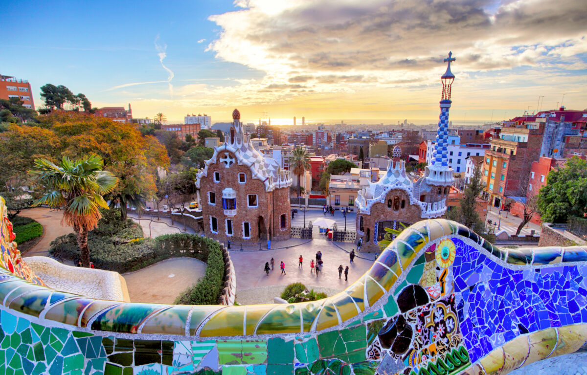 Park Guell, Barcelona at sunset. (TTstudio/Shutterstock)