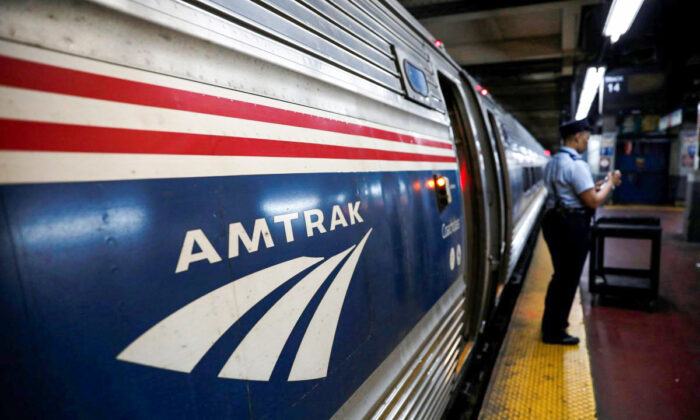 An Amtrak passenger train sits in New York City's Pennsylvania Station on April 27, 2017. (Mike Segar/Reuters)