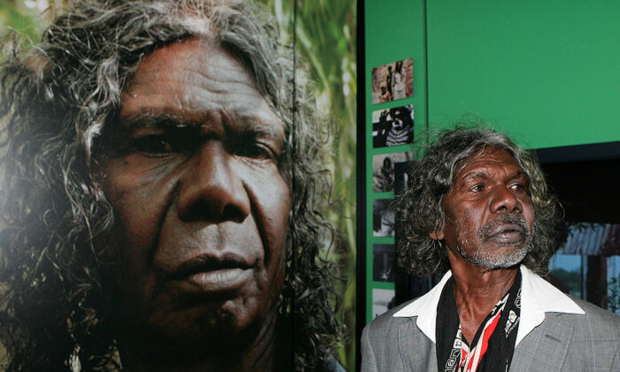 Actor David Gulpilil poses for photographers at the 'Screen Worlds: The story of film, television and digital culture' exhibition opening at Federation Square in Melbourne, Australia, on Sept. 17, 2009. (Scott Barbour/Getty Images)