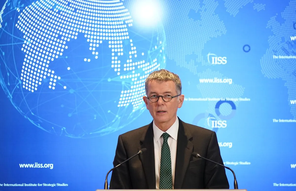 MI6 chief Richard Moore speaks at the International Institute for Strategic Studies, in London on Nov. 30, 2021. (PA)