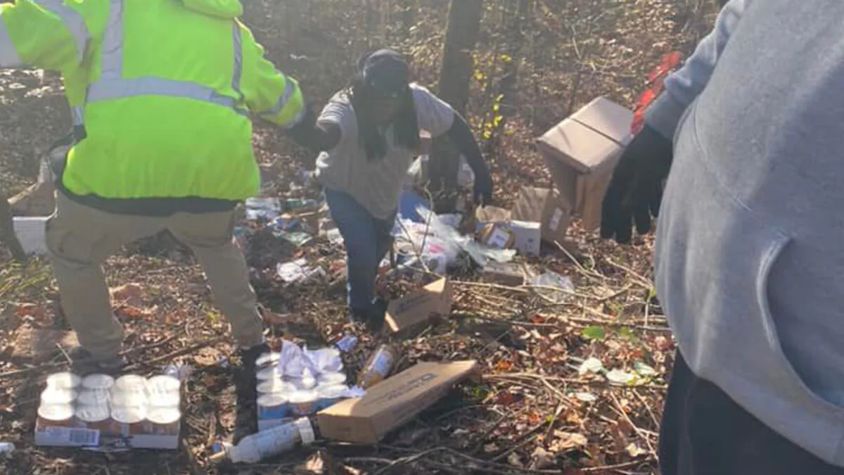 Hundreds of FedEx packages are found tossed into a ravine in Blount County, Ala., on Nov. 24, 2021. (Courtesy of Blount County Sheriff's Office)