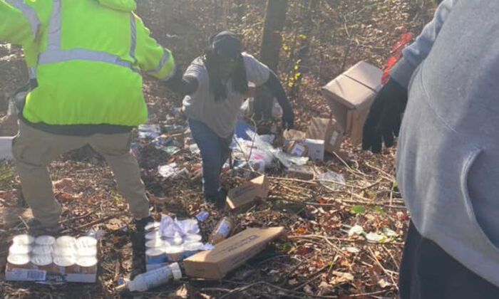 Hundreds of FedEx packages are found tossed into a ravine in Blount County, Ala., on Nov. 24, 2021. (Courtesy of Blount County Sheriff's Office)