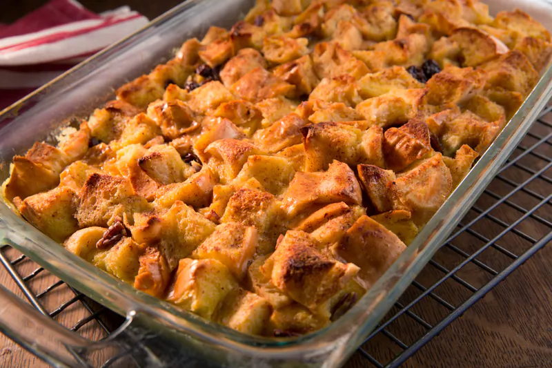 This French toast-pudding needs to be started a day ahead to let the bread cubes dry out. (Dreamstime/TNS)