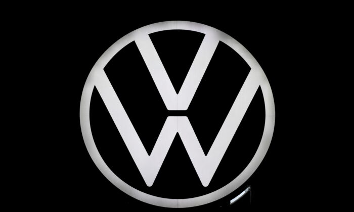 A new logo of German carmaker Volkswagen is unveiled at the VW headquarters in Wolfsburg, Germany, on Sept. 9, 2019. (Fabian Bimmer/Reuters)