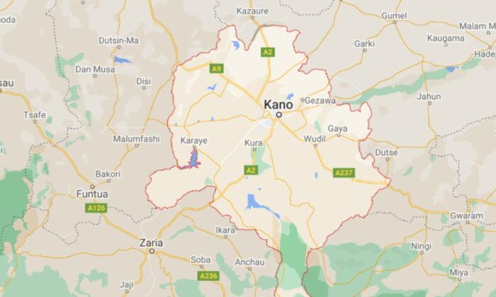 A map of Kano state in northern Nigeria. (Google Maps/Screenshot via The Epoch Times)