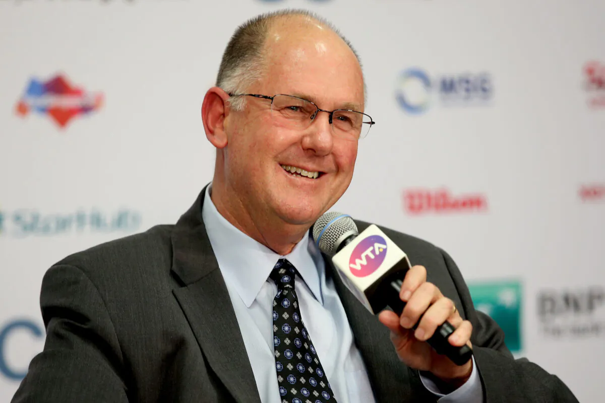 CEO of the WTA Steve Simon speaks at a press conference during the BNP Paribas WTA Finals at Singapore Sports Hub in Singapore on Oct. 26, 2015. (Matthew Stockman/Getty Images for WTA)