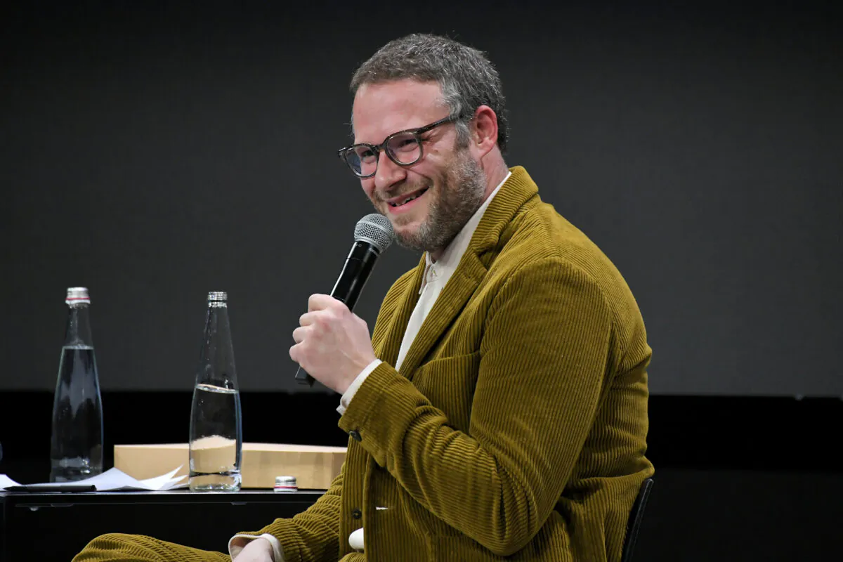 Seth Rogen speaks at “Seth Rogen: A Holiday Spectacular,” during Vulture Festival 2021 at The Hollywood Roosevelt in Los Angeles on Nov. 14, 2021. (Charley Gallay/Getty Images for Vulture)