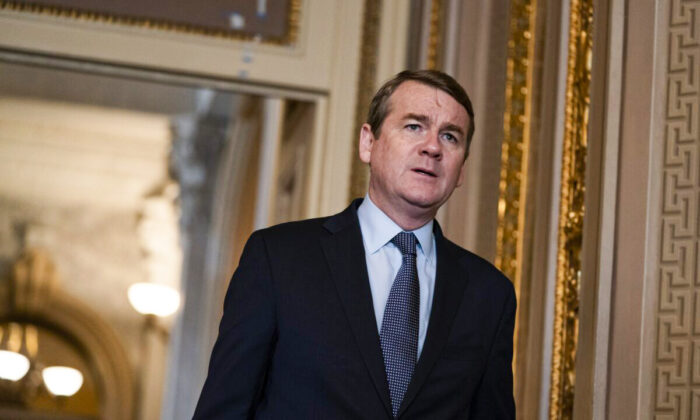 Democratic presidential candidate Sen. Michael Bennet (D-Colo.) arrives at the U.S. Capitol in Washington on Feb. 3, 2020. (Alex Edelman/Getty Images)