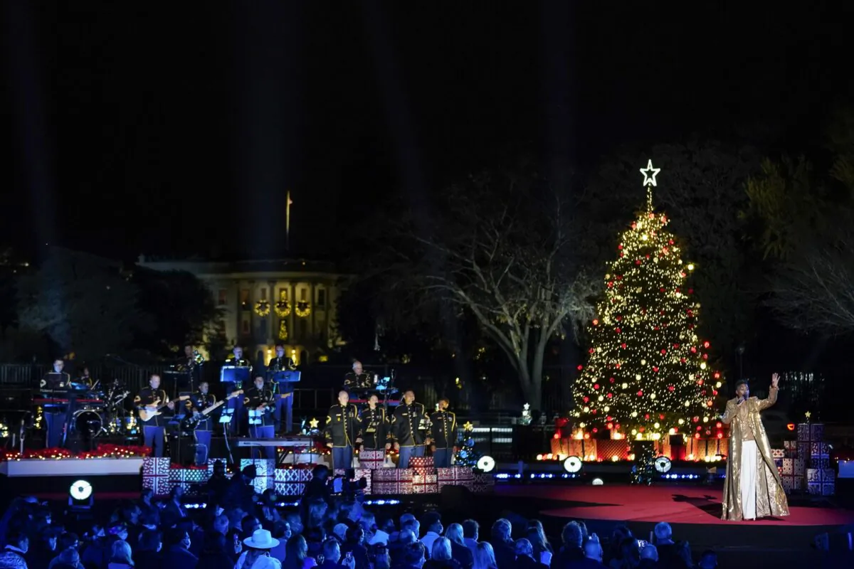 Billy Porter performs as President Joe Biden and First Lady Jill Biden attend the National Christmas Tree lighting ceremony at the Ellipse, near the White House on Dec. 2, 2021. (Andrew Harnik/AP Photo)