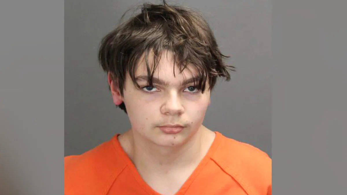 Ethan Crumbley, 15, who is charged as an adult with murder and terrorism for a shooting that killed four fellow students and injured more at Oxford High School in Oxford, Mich., is seen in a file mugshot. (Oakland County Sheriff's Office via AP)