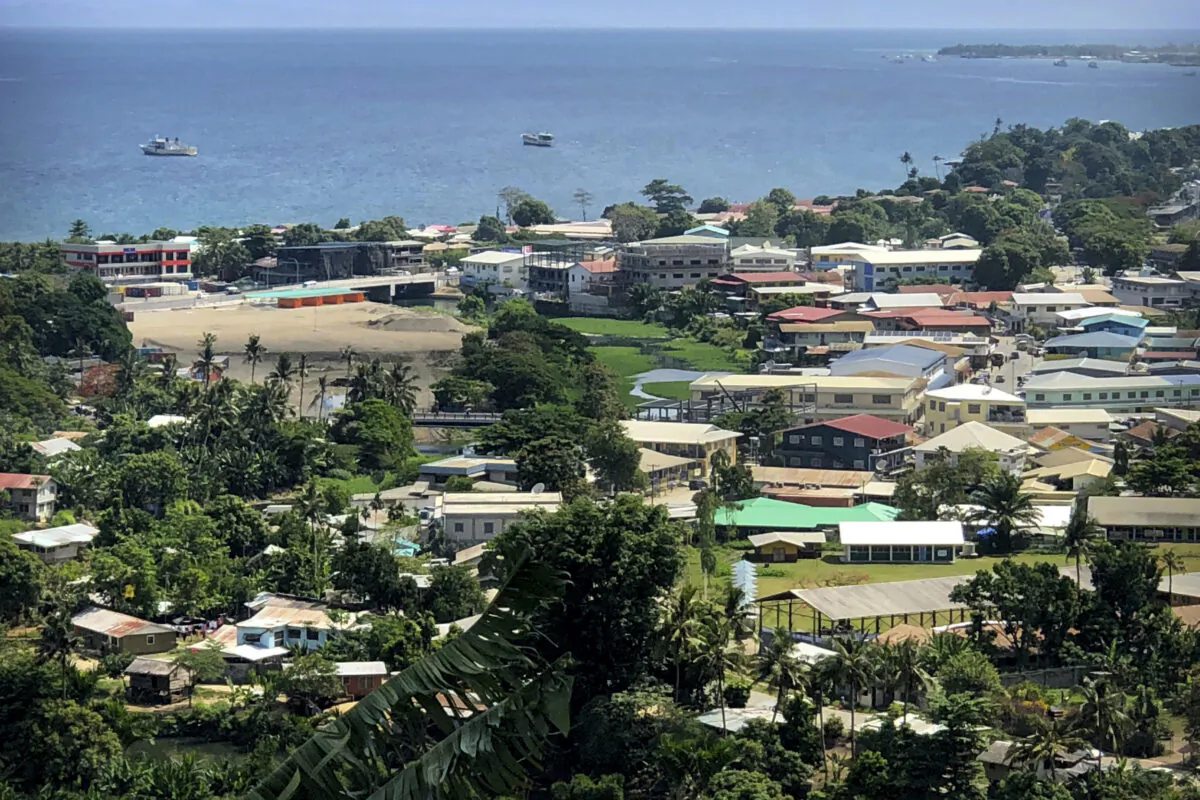 Ships are docked offshore in Honiara, the capital of the Solomon Islands, on Nov. 24, 2018. (Mark Schiefelbein/AP Photo)