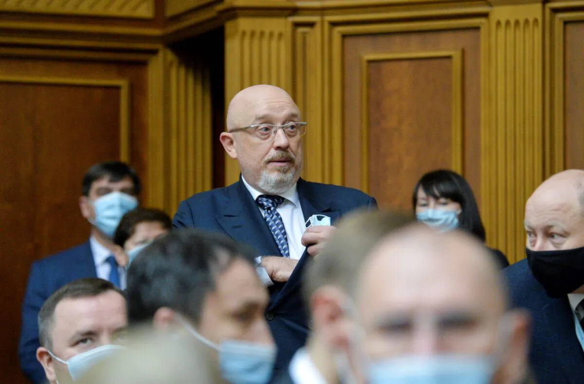Newly appointed Defence Minister of Ukraine Oleksii Reznikov attends a session of parliament in Kyiv, Ukraine, on Nov. 4, 2021. (Oleksandr Klymenko/Reuters)