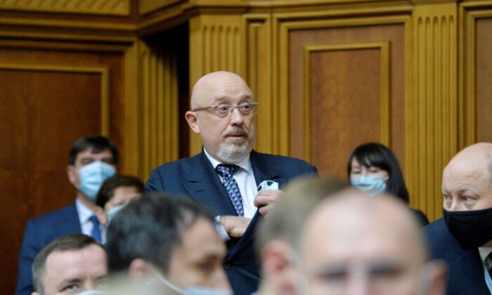 Newly appointed Defence Minister of Ukraine Oleksii Reznikov attends a session of parliament in Kyiv, Ukraine, on Nov. 4, 2021. (Oleksandr Klymenko/Reuters)