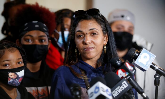 Tamala Payne, mother of Casey Goodson Jr., answers questions during a news conference, in Columbus, Ohio, on Dec. 2, 2021. (Jay LaPrete/AP Photo)