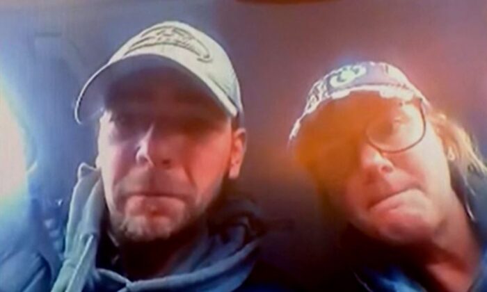 Ethan Crumbley's parents in a still from a file video. (Courtesy of WDIV/Screenshot via The Epoch Times)