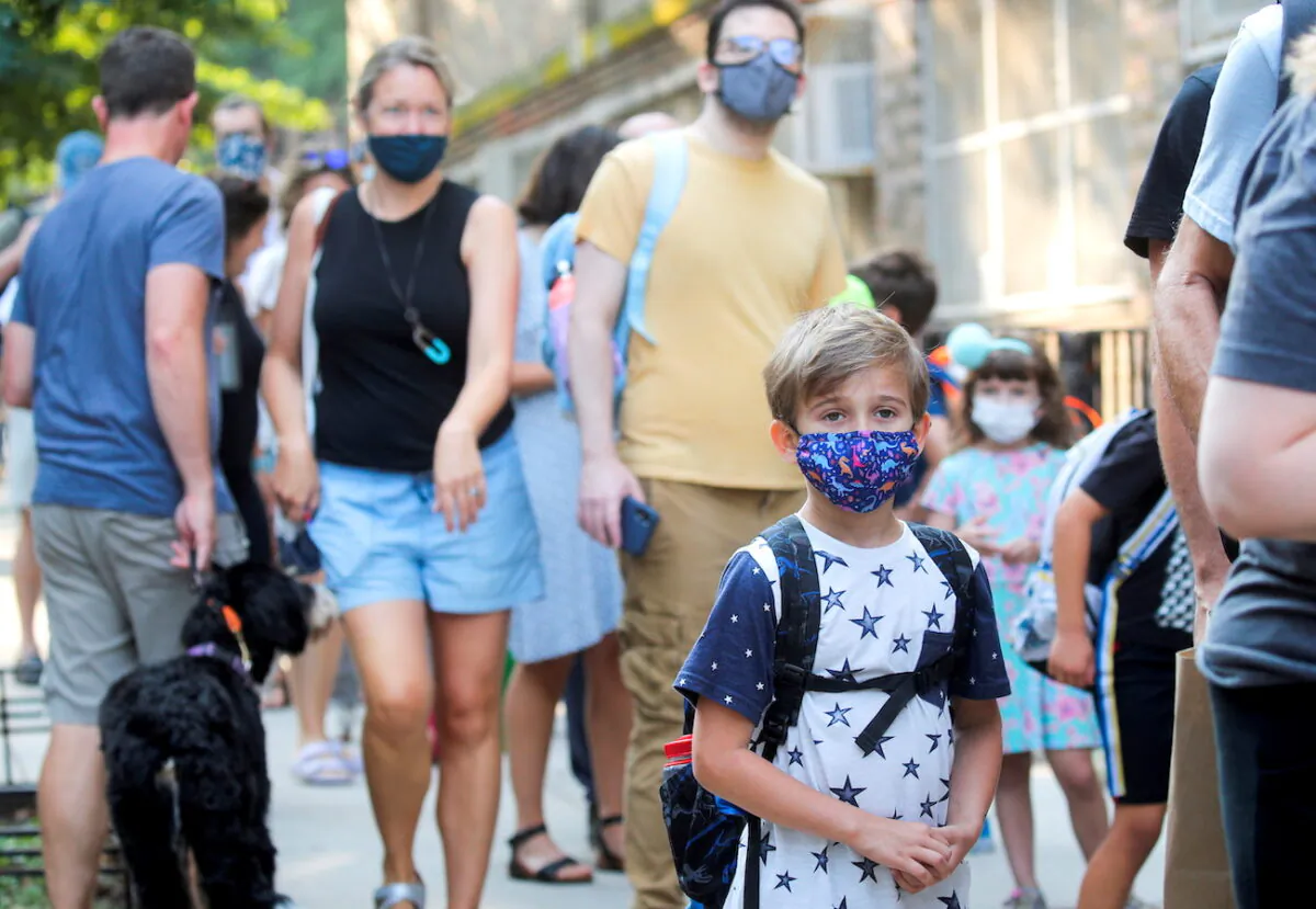A child in Brooklyn, New York, on Sept. 13, 2021. (Brendan McDermid/Reuters)