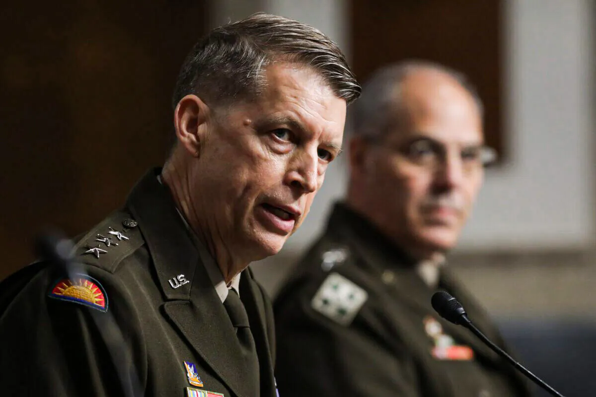 US Army Lieutenant General Daniel Hokanson (L), nominated for Chief of the National Guard Bureau, in Washington, on June 18, 2020. (Chip Somodevilla/AFP, Pool, via Getty Images)