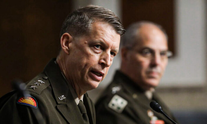 US Army Lieutenant General Daniel Hokanson (L), nominated for Chief of the National Guard Bureau, in Washington, on June 18, 2020. (Chip Somodevilla/AFP, Pool, via Getty Images)