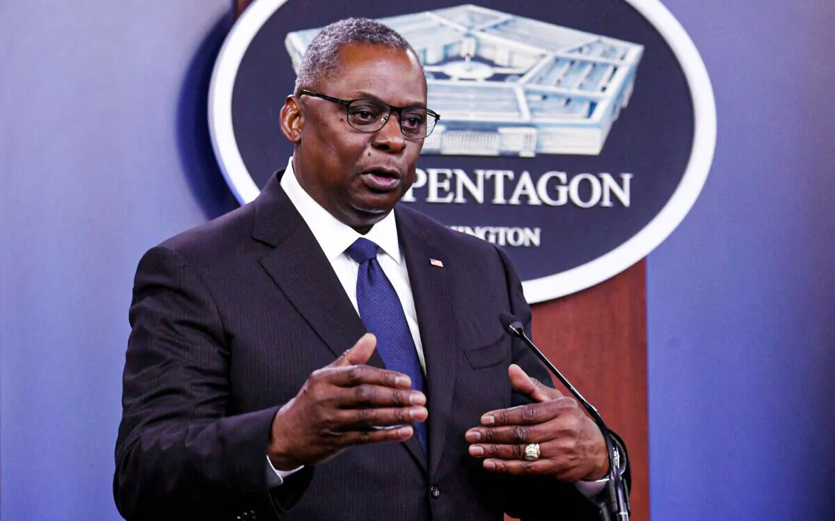 Defense Secretary Lloyd Austin speaks to reporters at the Pentagon on Aug. 18, 2021. (Olivier Douliery/AFP via Getty Images)