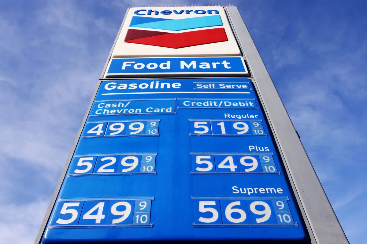 Gasoline prices above $5 per gallon are displayed at a gas station on Nov. 15, 2021. (Mario Tama/Getty Images)