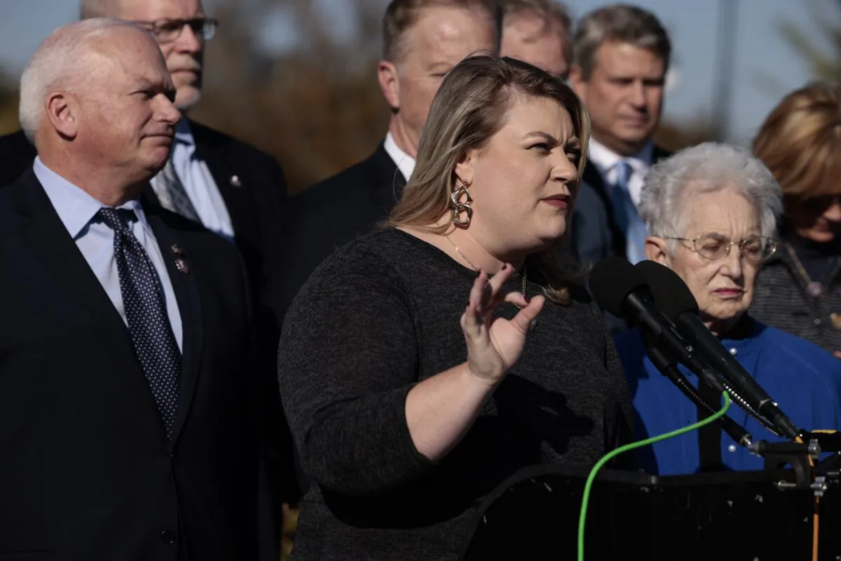 Rep. Kat Cammack (R-Fla.) speaks during a press briefing in Washington on Nov. 18, 2021. (Anna Moneymaker/Getty Images)