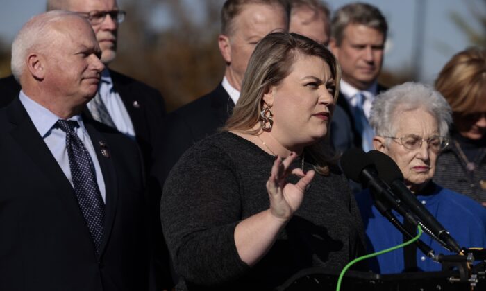 Rep. Kat Cammack (R-Fla.) speaks during a press briefing in Washington on Nov. 18, 2021. (Anna Moneymaker/Getty Images)