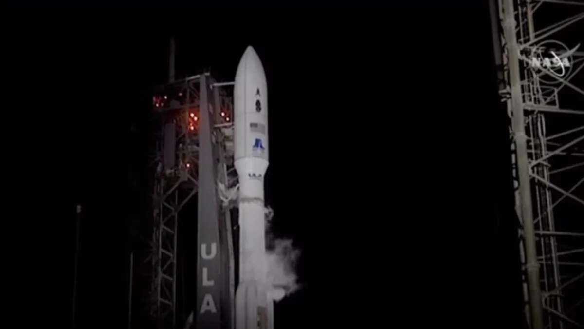 Atlas V Laser Communications Relay Demonstration (LCRD) launch at Cape Canaveral, Fla., on Dec. 7, 2021, in a still from video. (NASA via AP/ Screenshot via The Epoch Times)