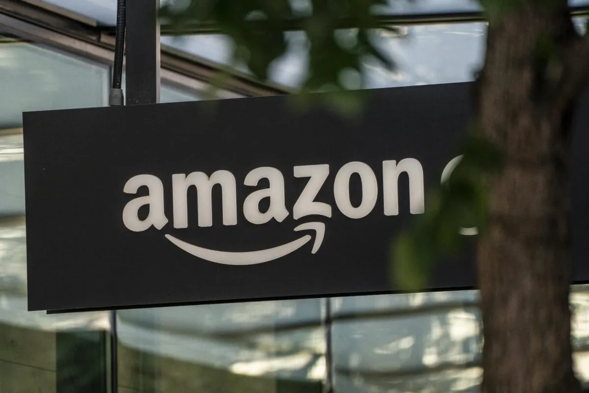 A sign is seen outside of an Amazon store at the company's headquarters in Seattle, Wash., in a file photograph. (David Ryder/Getty Images)