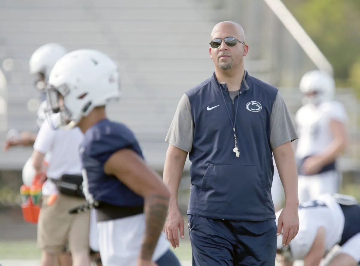 Penn State football Coach James Franklin at practice. (Courtesy Penn State)  