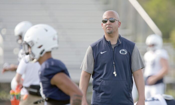 Penn State football Coach James Franklin at practice. (Courtesy Penn State)  
