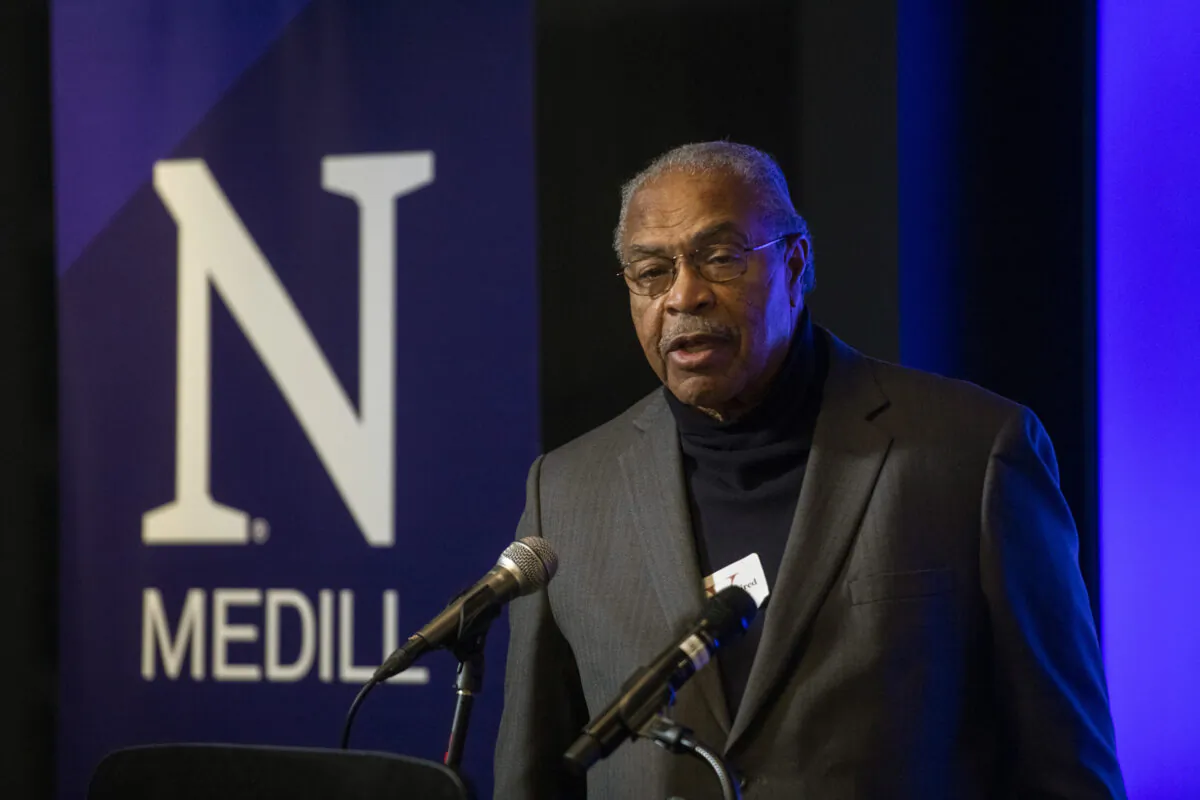 Wheeler Parker, Emmett Till's cousin, speaks during a press conference in Evanston, Ill., on Dec. 6, 2021. (Tyler LaRiviere/Chicago Sun-Times via AP)