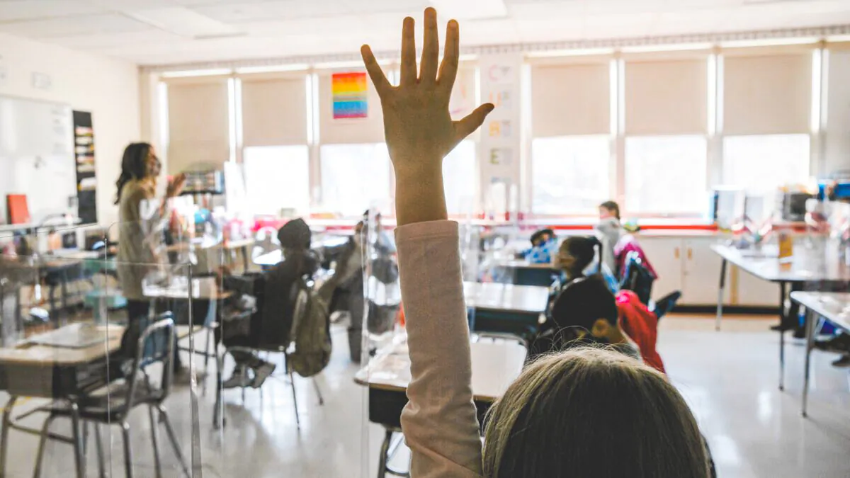 A class at Stark Elementary School in Stamford, Conn., on March 10, 2021. (John Moore/Getty Images)
