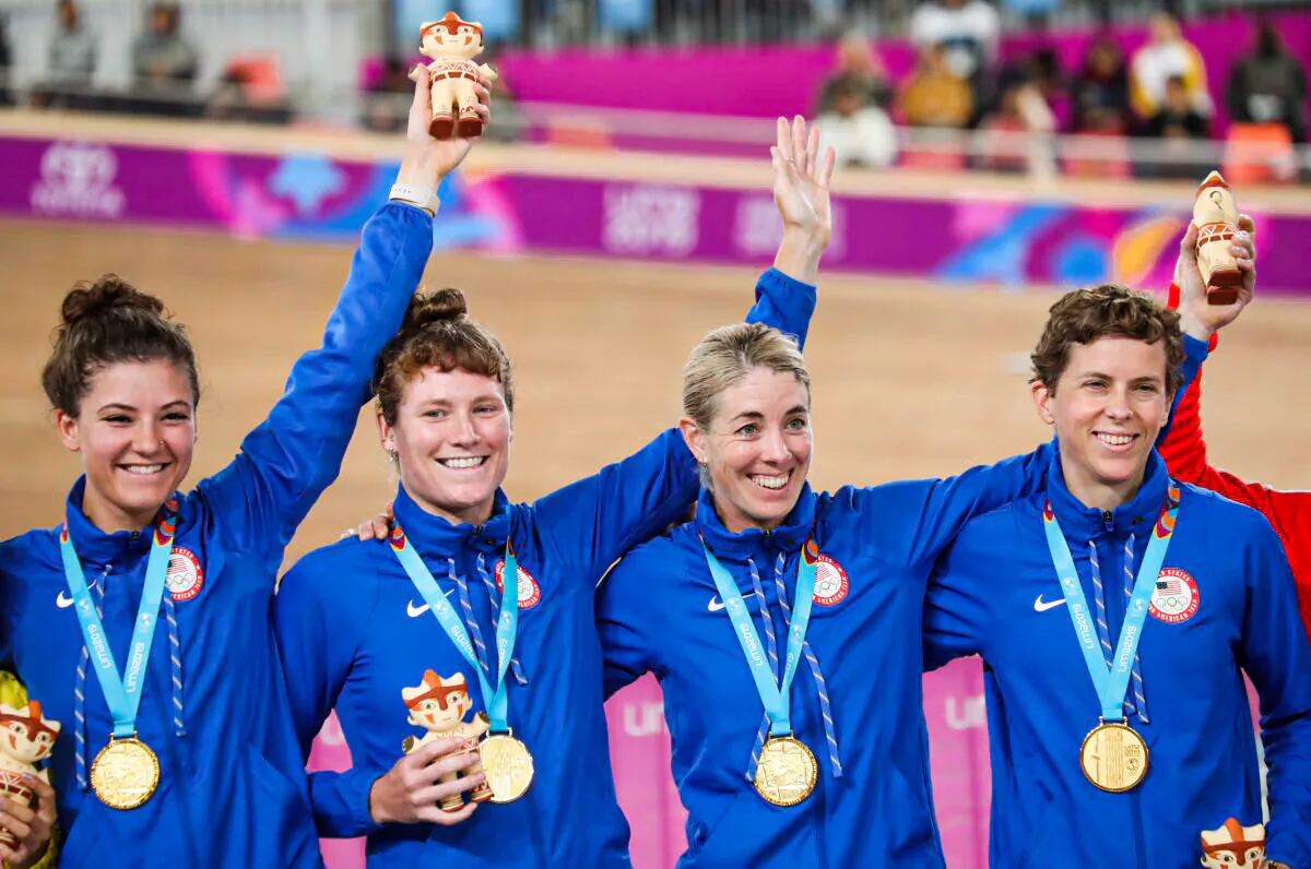Cycling - XVIII Pan American Games - Lima 2019 - Cycling Track Women's Team Pursuit Final - Velodromo, Villa Deportiva Nacional, Lima, Peru – Aug. 2, 2019.  (Sergio Moraes/Reuters)