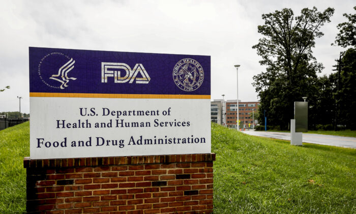 Signage outside the Food and Drug Administration (FDA) headquarters in White Oak, Md., on Aug. 29, 2020. (Andrew Kelly/Reuters)