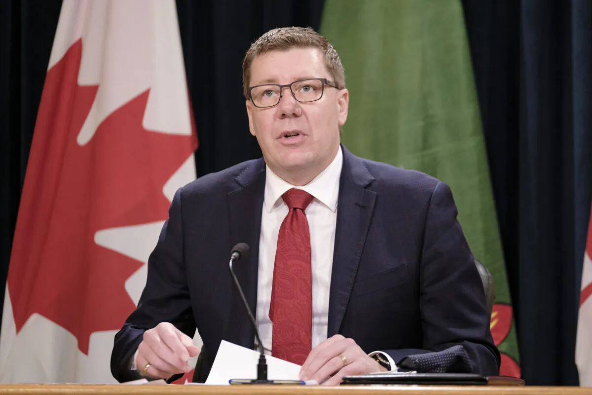 Saskatchewan Premier Scott Moe speaks at a press conference in Regina on Dec. 9, 2020. (The Canadian Press/Michael Bell)