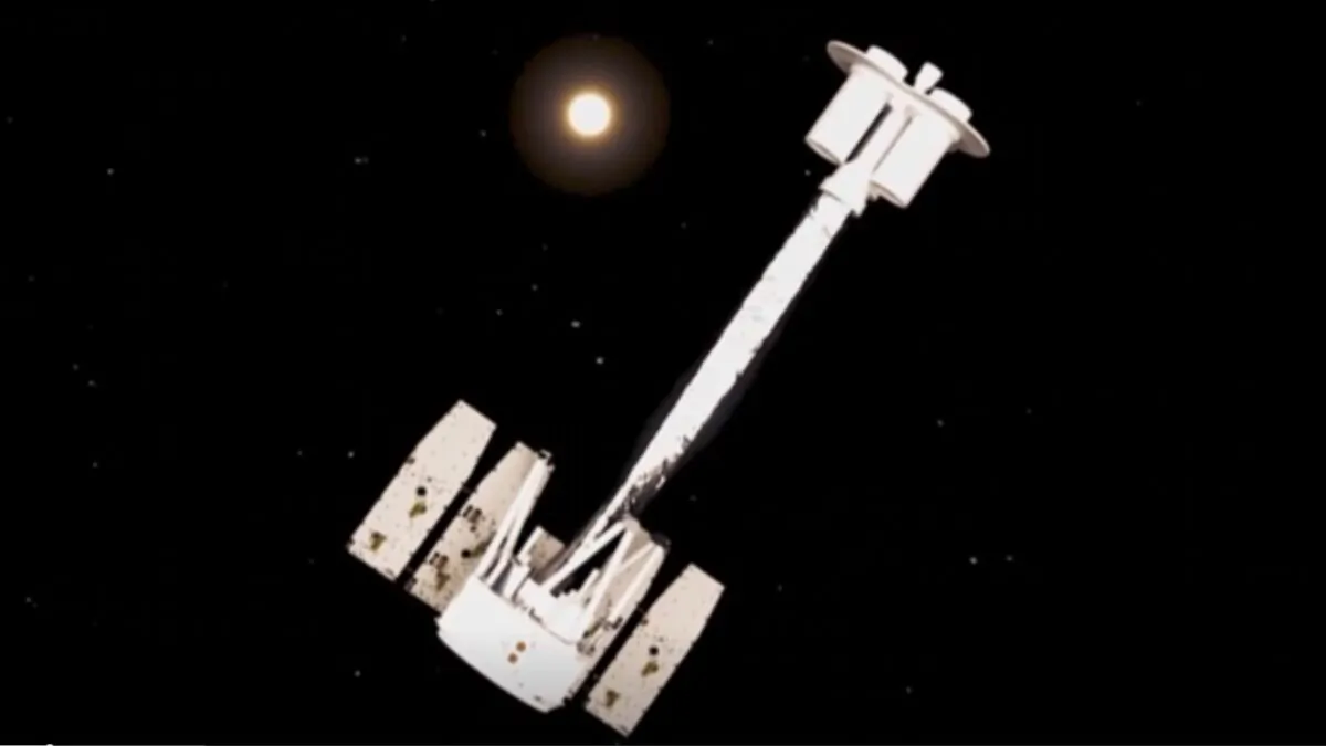 Imaging X-ray Polarimetry Explorer (IXPE) observatory in a still from video released by NASA. (Screenshot via The Epoch Times/NASA via AP)